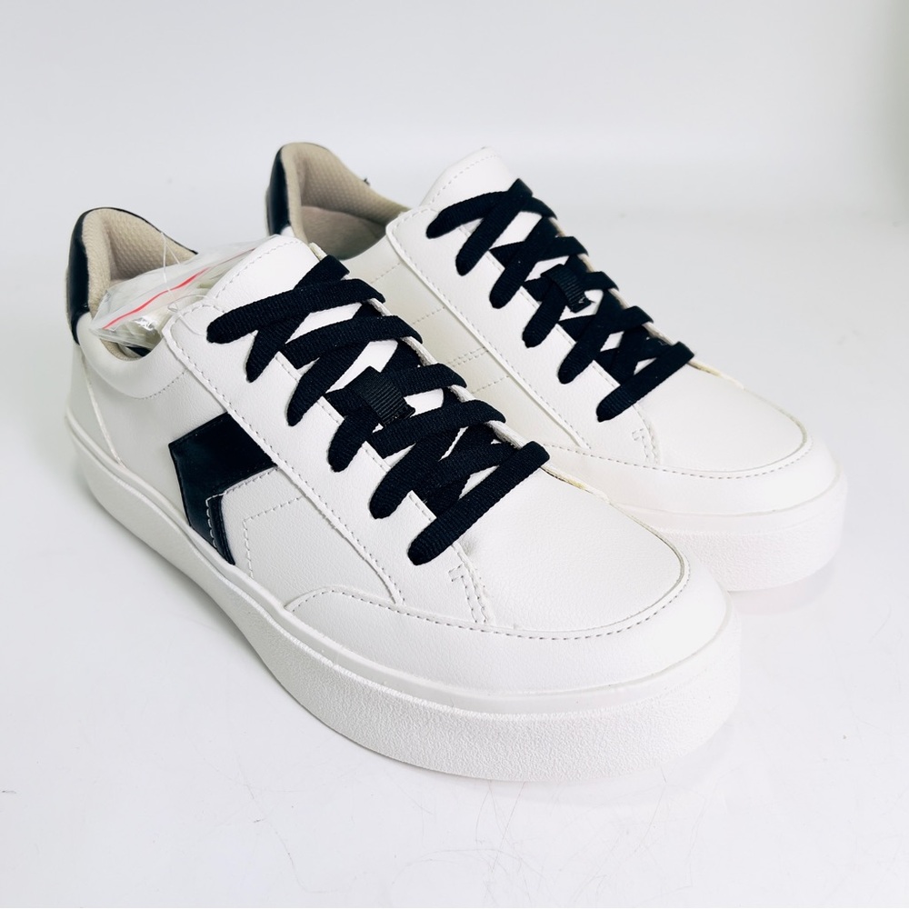 Dr Scholl’s Women’s Madison Lace Platform Sneaker White Black Size 6.5 Wide Fit